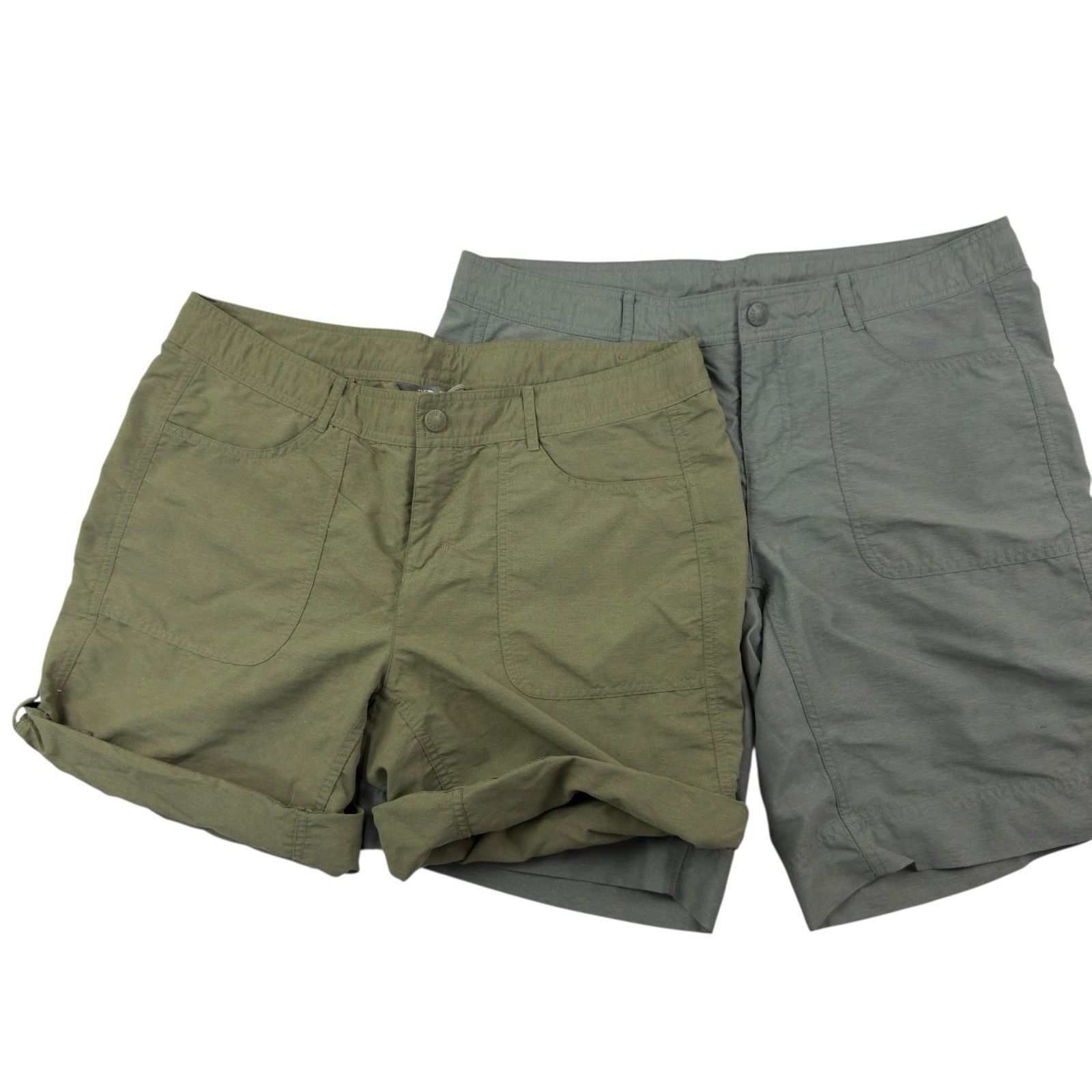 Lot Of 2 The North Face Horizon Ii Roll Up Shorts Women 12 Green Gray Gorpcore